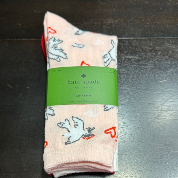 kate spade Accessories - Kate Spade Set of 3 Socks light pink, red, white crew socks
